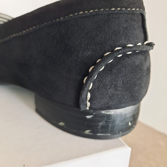 Anne Klein I FLEX Loafers Leather Black Gold Accent Logo Quiet Luxury Size 10.5 - Picture 13 of 16
